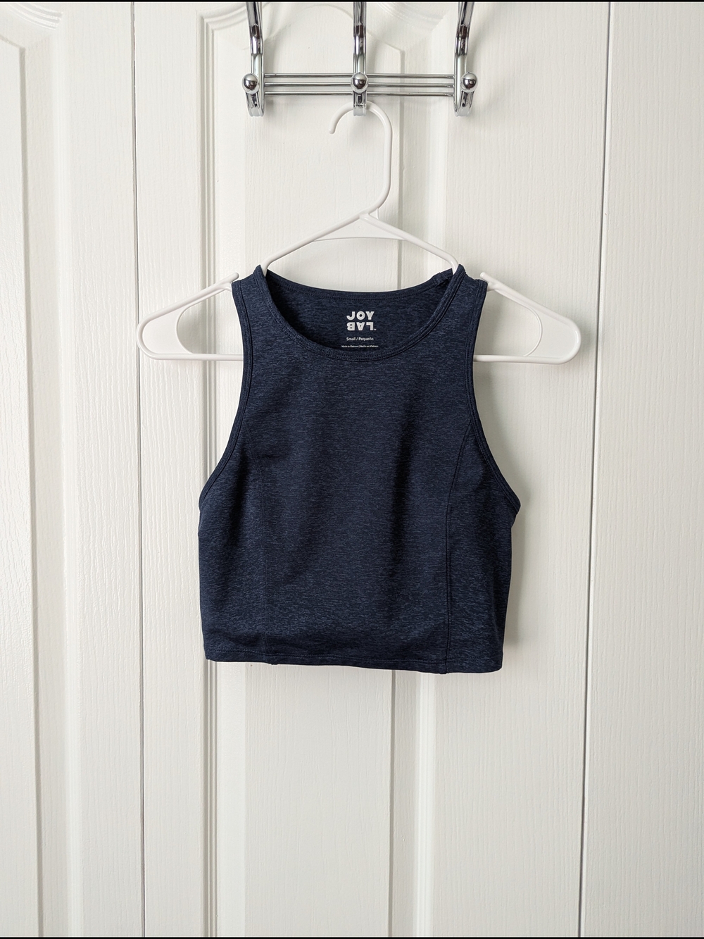 JoyLab Navy High-Neck Crop Sports Bra